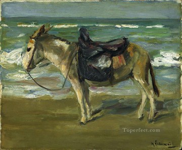 Max Liebermann Painting - Reitesel am Strand nach links Max Liebermann German Impressionism